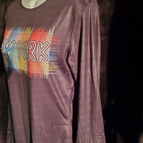 New Women's Black New York Long-Sleeved Mini Dresses Sizes S and M - Picture 4 of 6